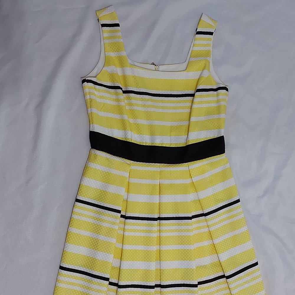 Julian Taylor Striped Fit Flare Dress yellow white size 10 NEW WITHOUT TAGS NWOT